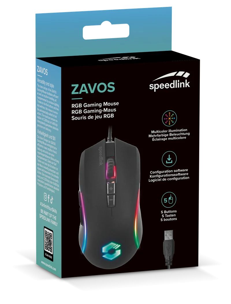 Speedlink ZAVOS RGB Gaming Mouse Rubber-Black