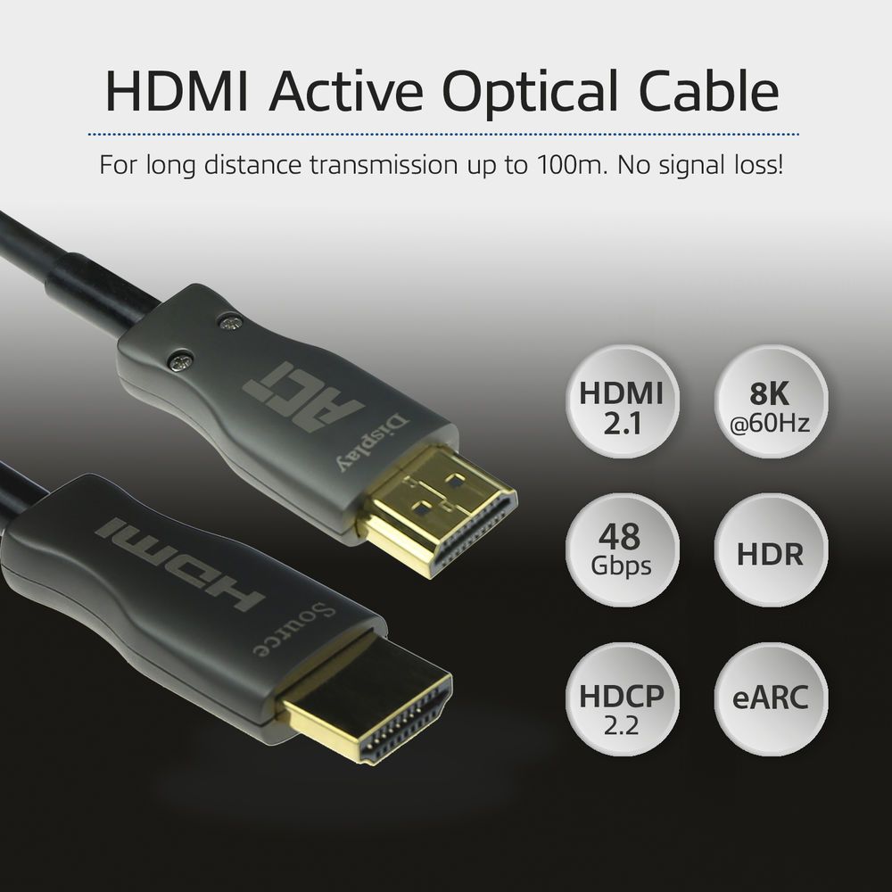 ACT HDMI Premium active optical v2.1 HDMI-A male - HDMI-A male cable 10m Black