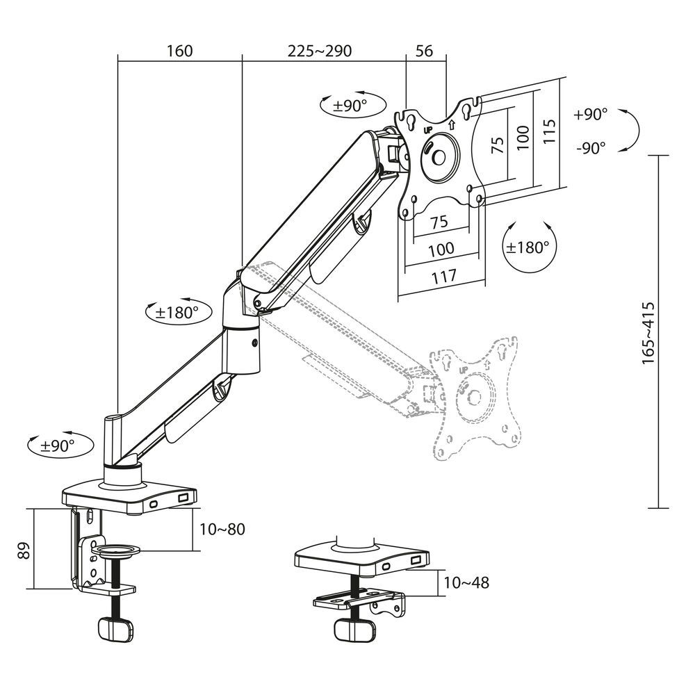 ACT AC8313 Gas Spring Single Monitor Arm 17