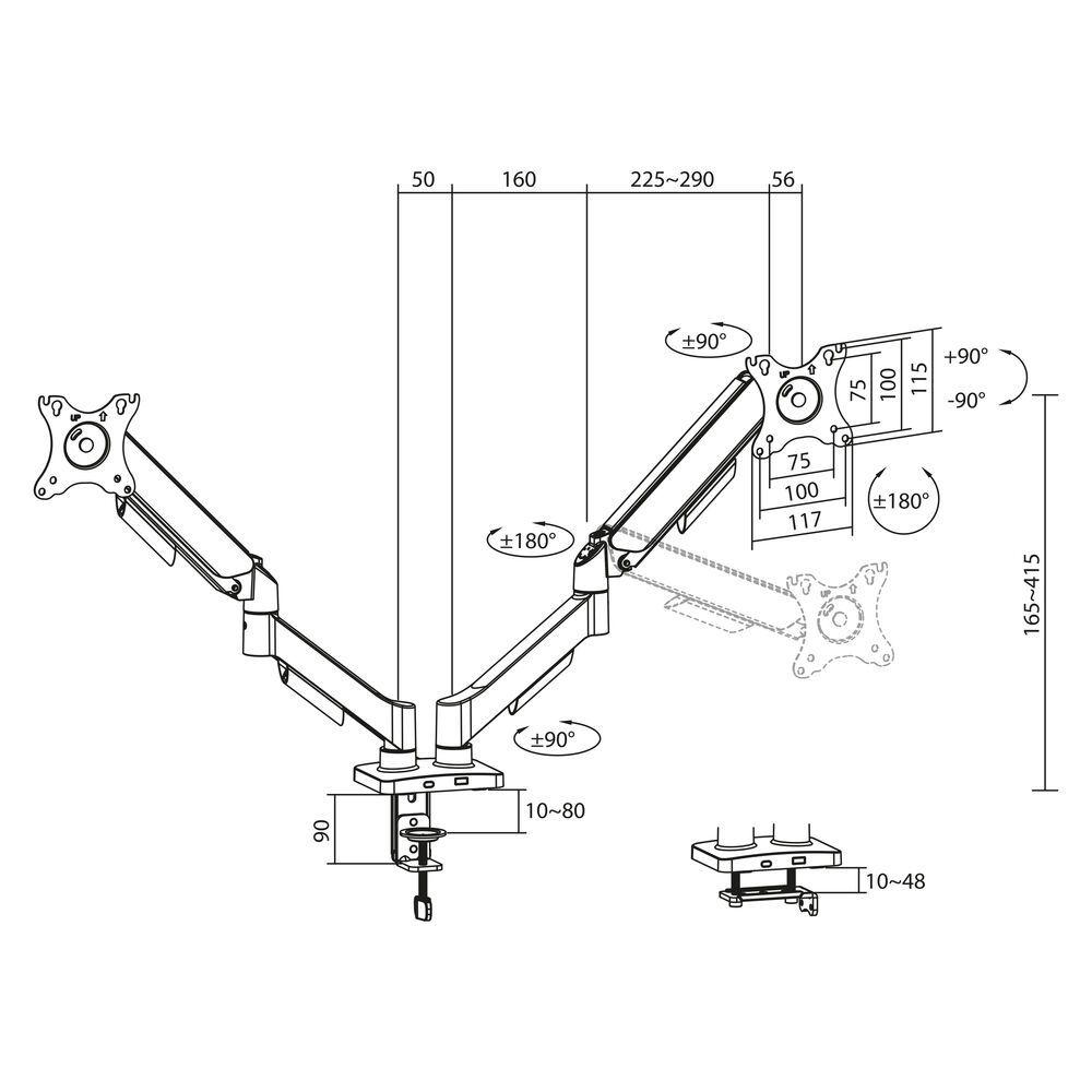ACT AC8314 Gas Spring Dual Monitor Arm 17