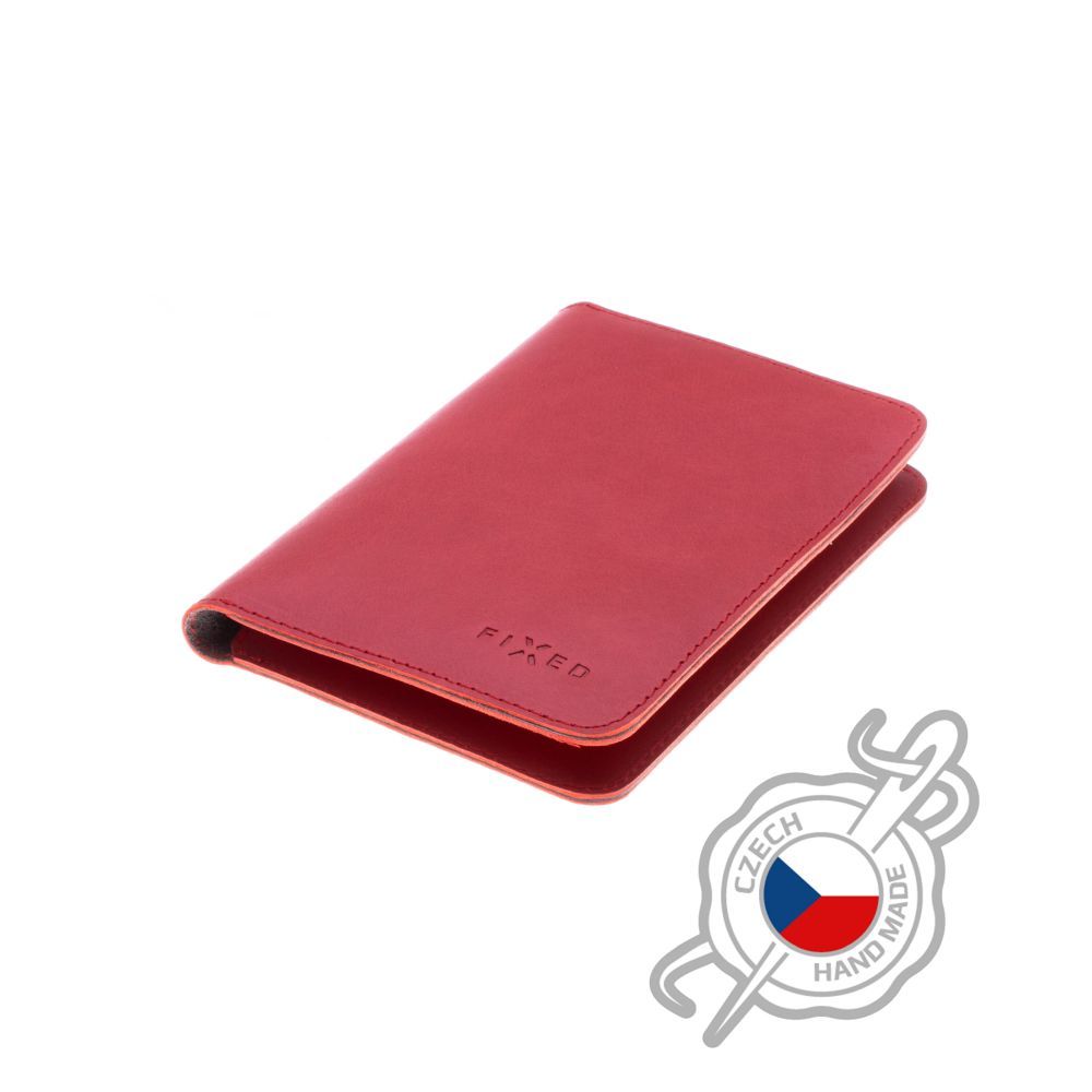 FIXED Leather wallet Passport, passport size, red