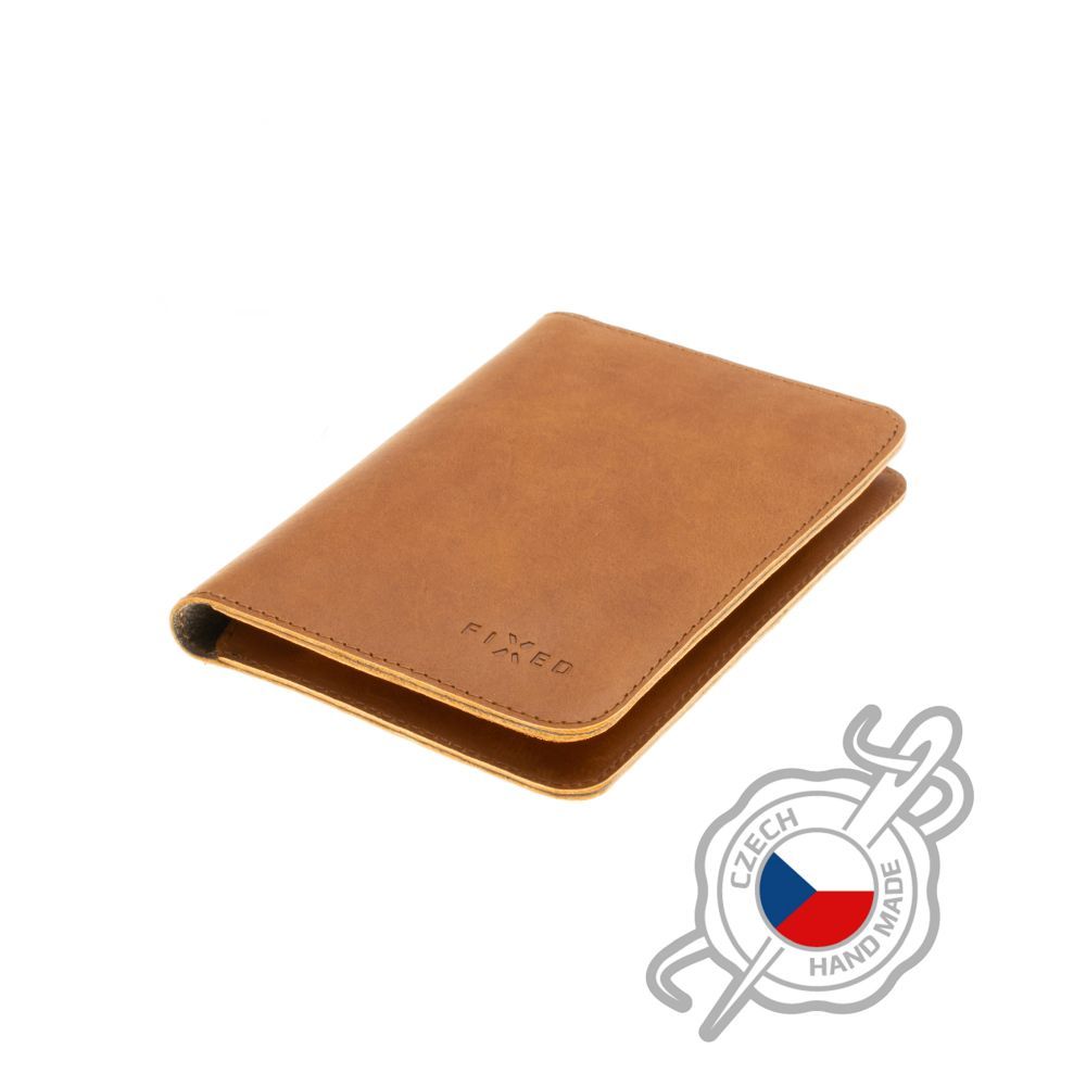 FIXED Leather wallet Passport, passport size, brown