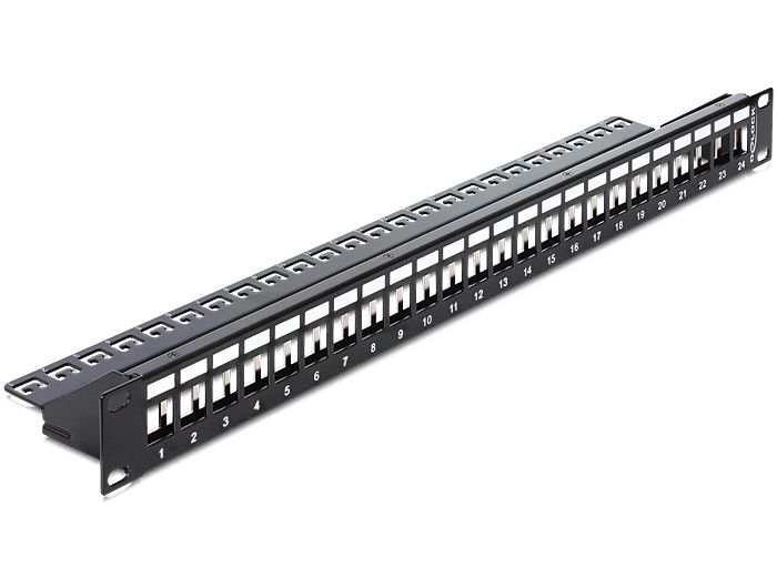 DeLock 19″ Keystone Patch Panel 24 Port Black