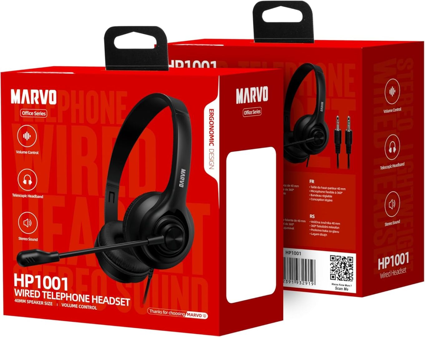 Marvo HP1001 Headset Black