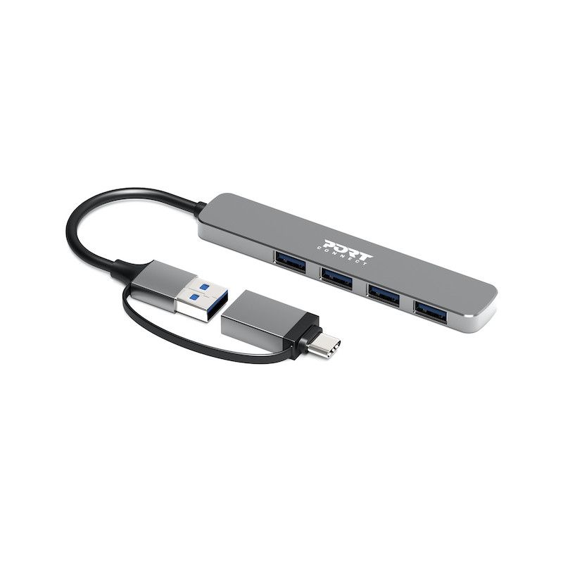 Port Designs 4-portos USB2.0 HUB Silver