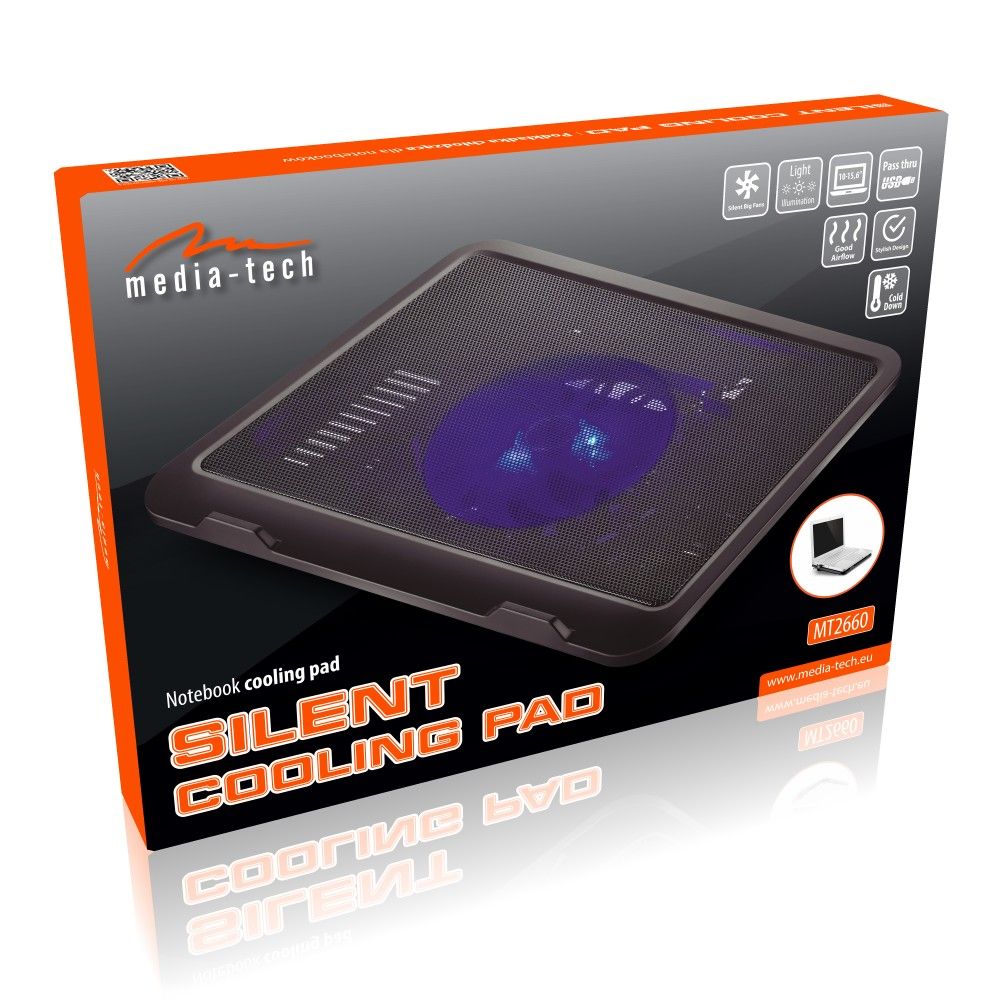 Media-Tech MT2660 SILENT Notebbok hűtő Black