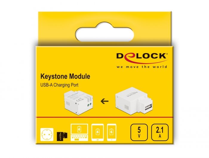 DeLock Keystone Module USB Type-A Charging Port 2.1 A White