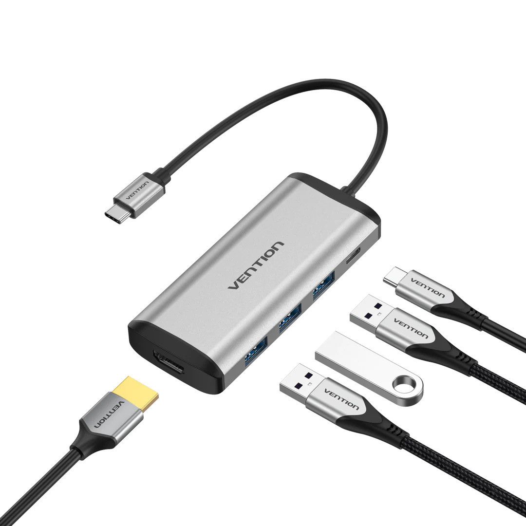 Vention 5-in-1 USB-C Docking Station Silver/Black