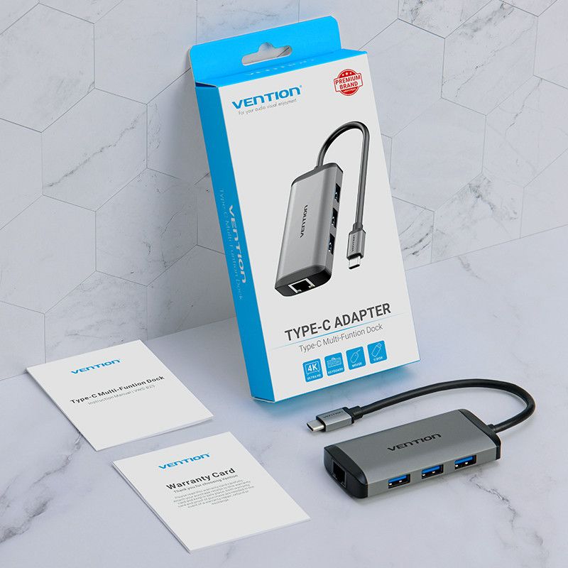 Vention 6-in-1 USB-C Docking Station Silver/Black