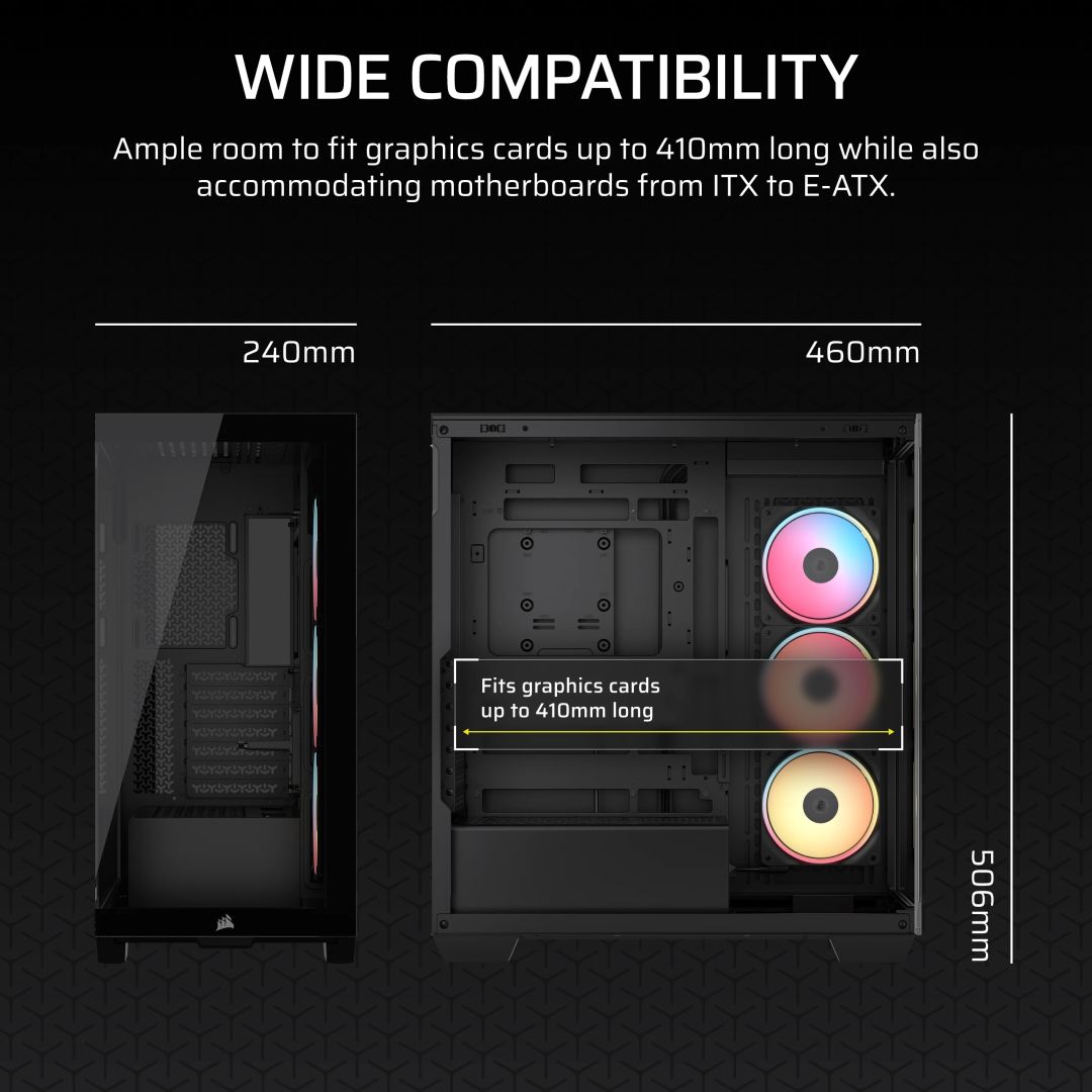 Corsair 3500X LX-R RGB iCUE Link Tempered Glass Black
