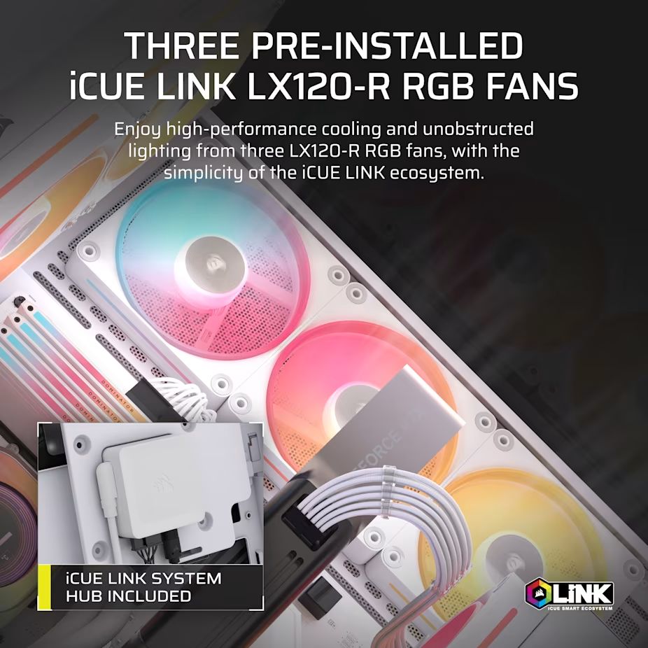 Corsair 3500X LX-R RGB iCUE Link Tempered Glass White