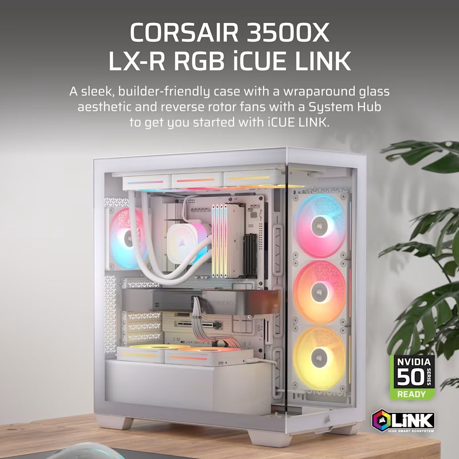 Corsair 3500X LX-R RGB iCUE Link Tempered Glass White