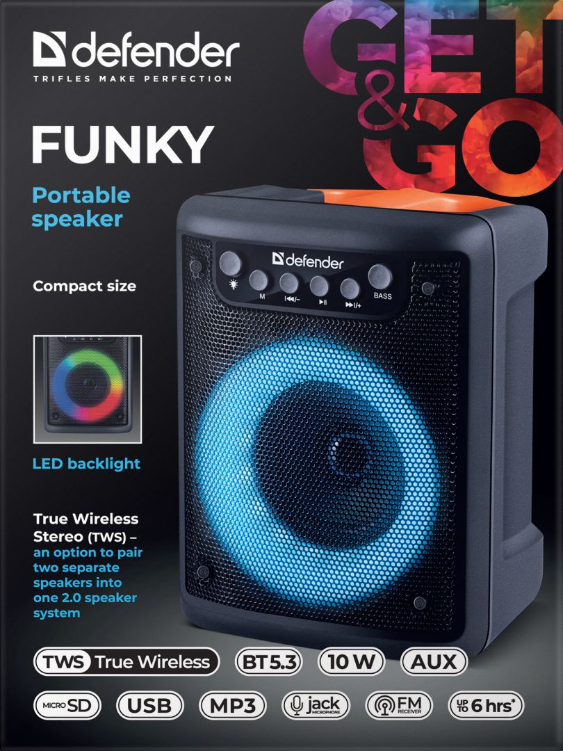 Defender Funky Bluetooth Portable Speaker Black