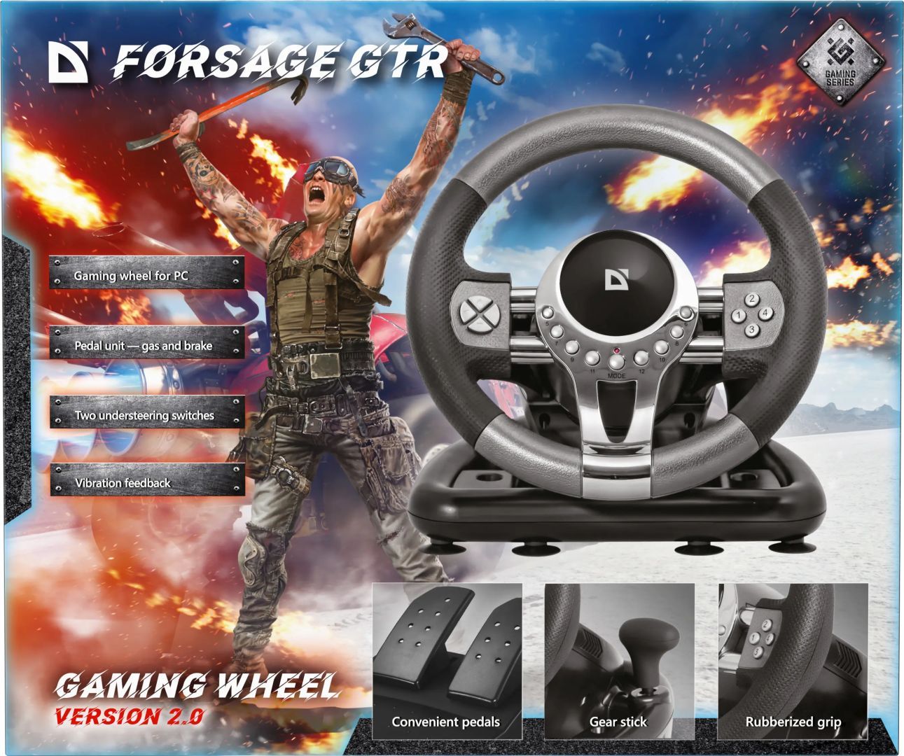 Defender Forsage GTR USB Kormány Black/Silver