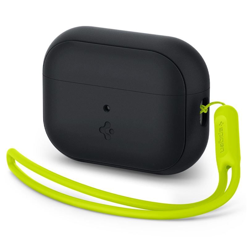 Spigen Case Silicone Fit Black + Strap Phantom Green - AirPods Pro (2nd Gen)