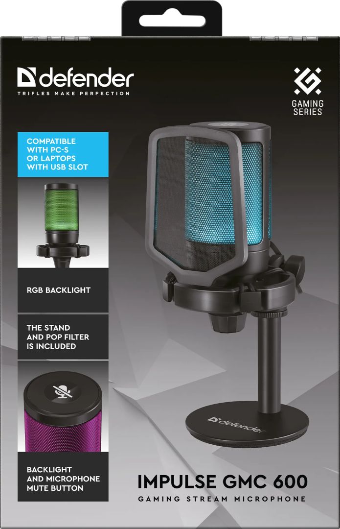 Defender Impulse GMC 600 Gaming Stream Microphone Black