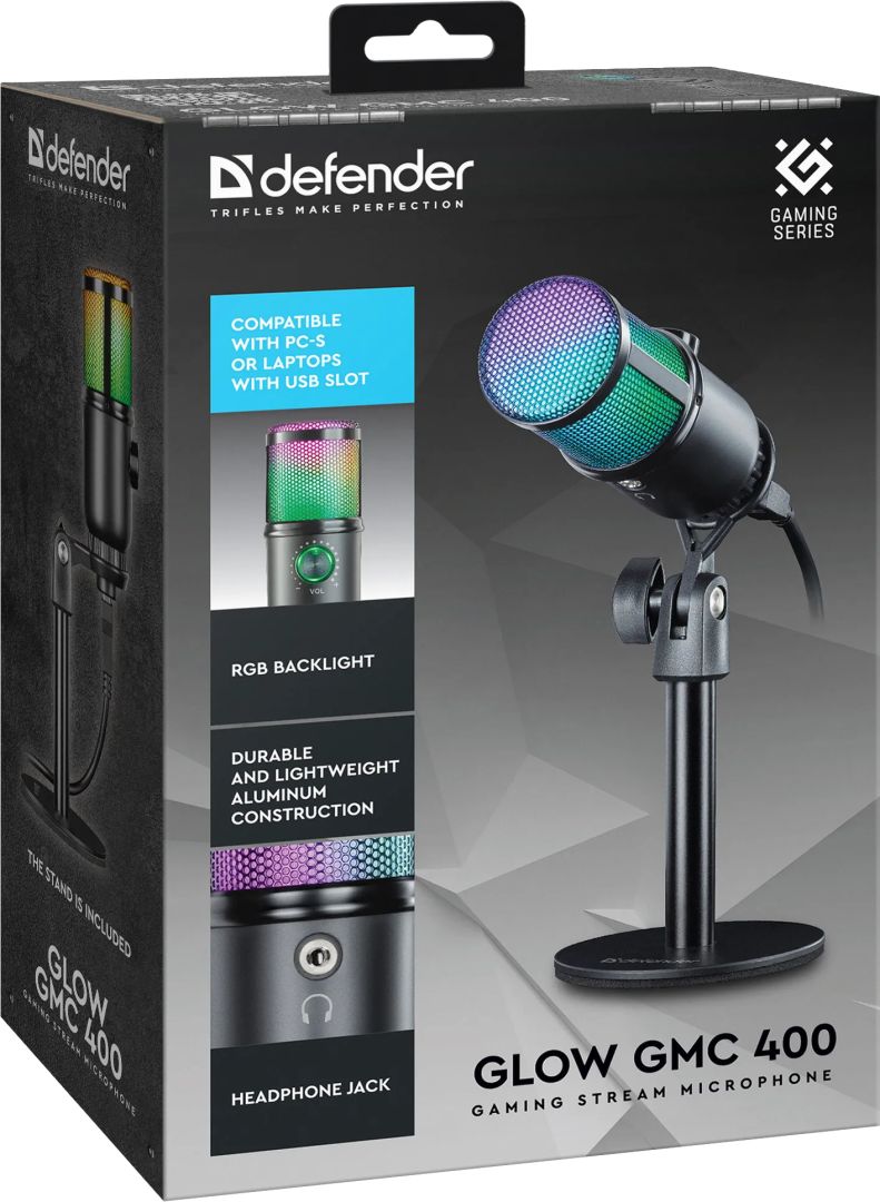 Defender Glow GMC 400 Gaming Stream Microphone Black