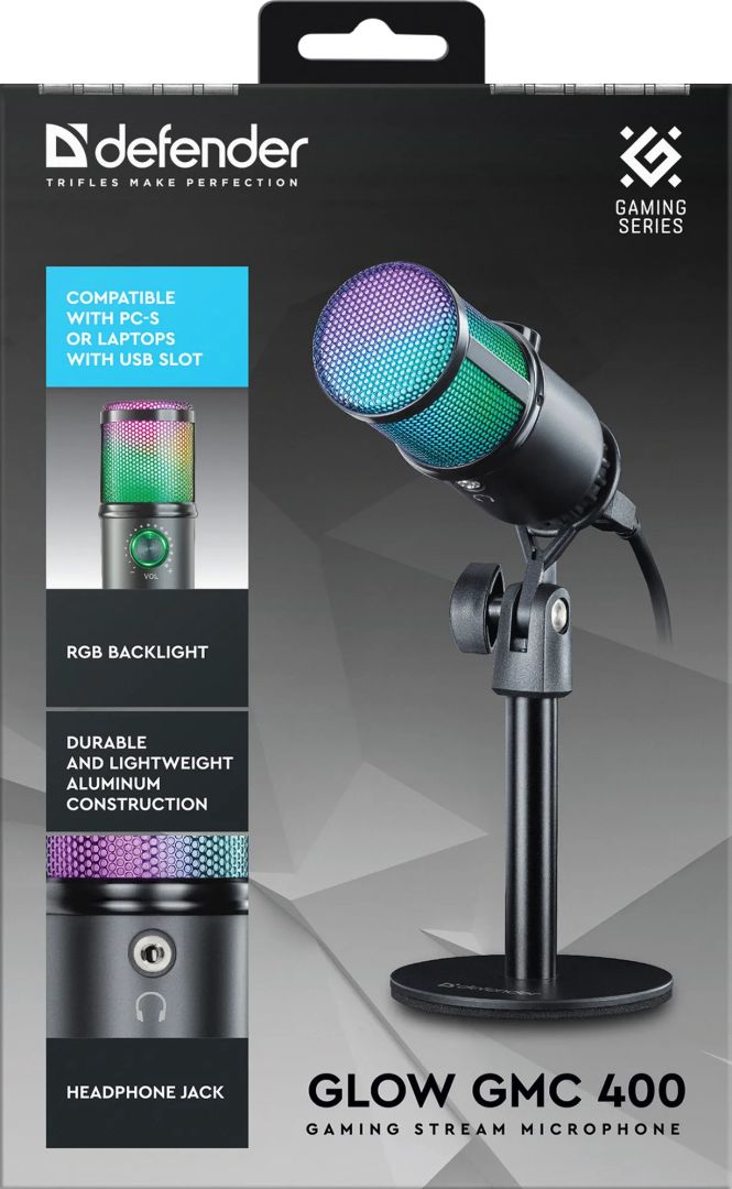 Defender Glow GMC 400 Gaming Stream Microphone Black