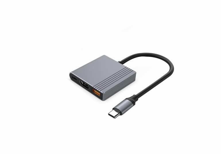 Gembird A-CM-COMBO3-05 USB Type-C 3-in-1 Multi-Port Adapter Space Grey