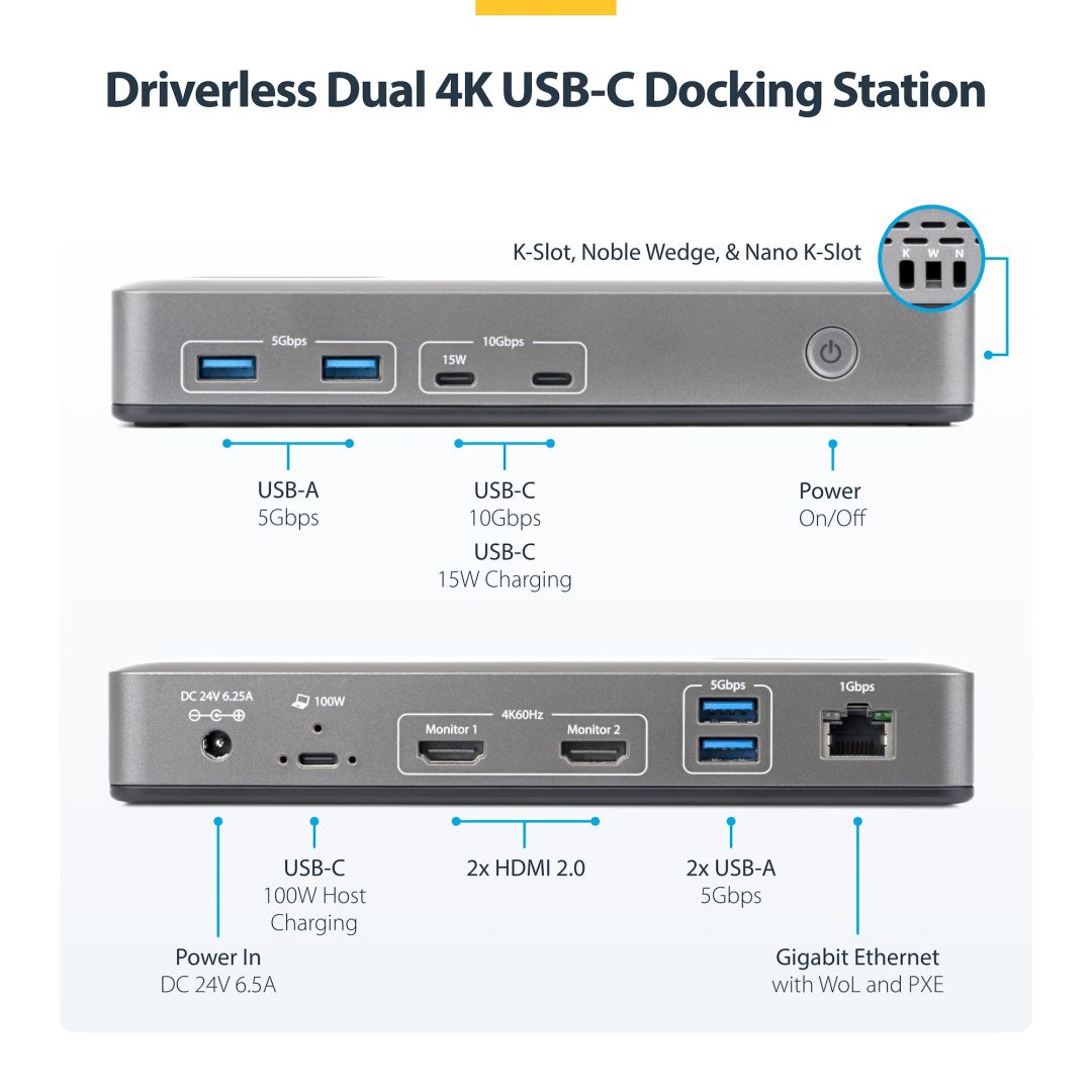 Startech Dual-Monitor USB-C Docking Station Space Gray