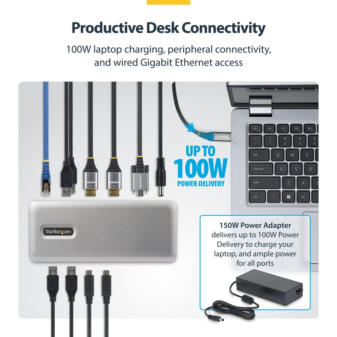 Startech Dual-Monitor USB-C Docking Station Space Gray