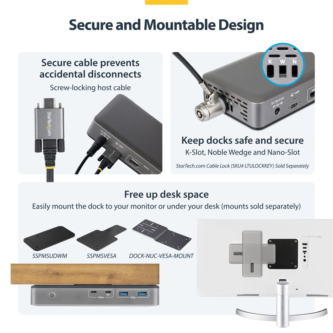Startech Dual-Monitor USB-C Docking Station Space Gray