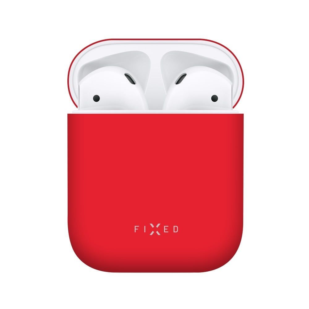 FIXED Szilikon tok, kompatibilis Airpods 1/2, Selymes, Ultra vékony, piros