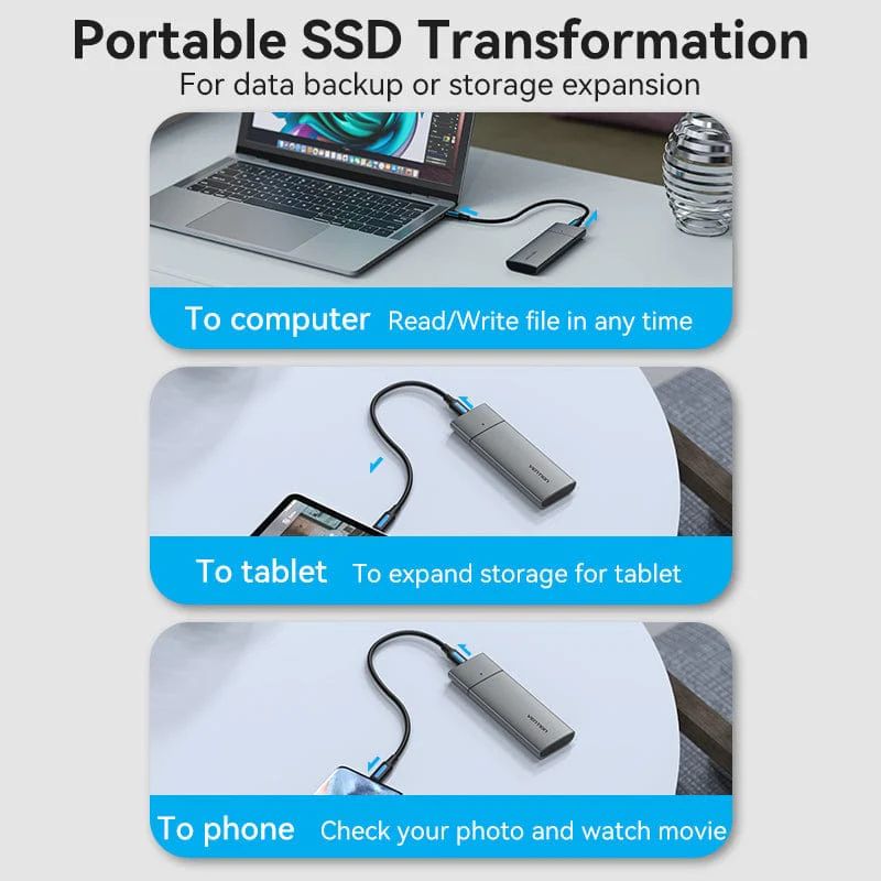 Vention KPGH0 M.2 NVMe SSD USB3.1 Gen2 Aluminium
