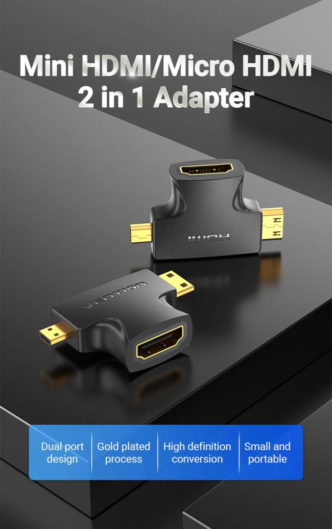 Vention AGFB0 2in1 HDMI and MiniHDMI/MircoHDMI Adapter Black