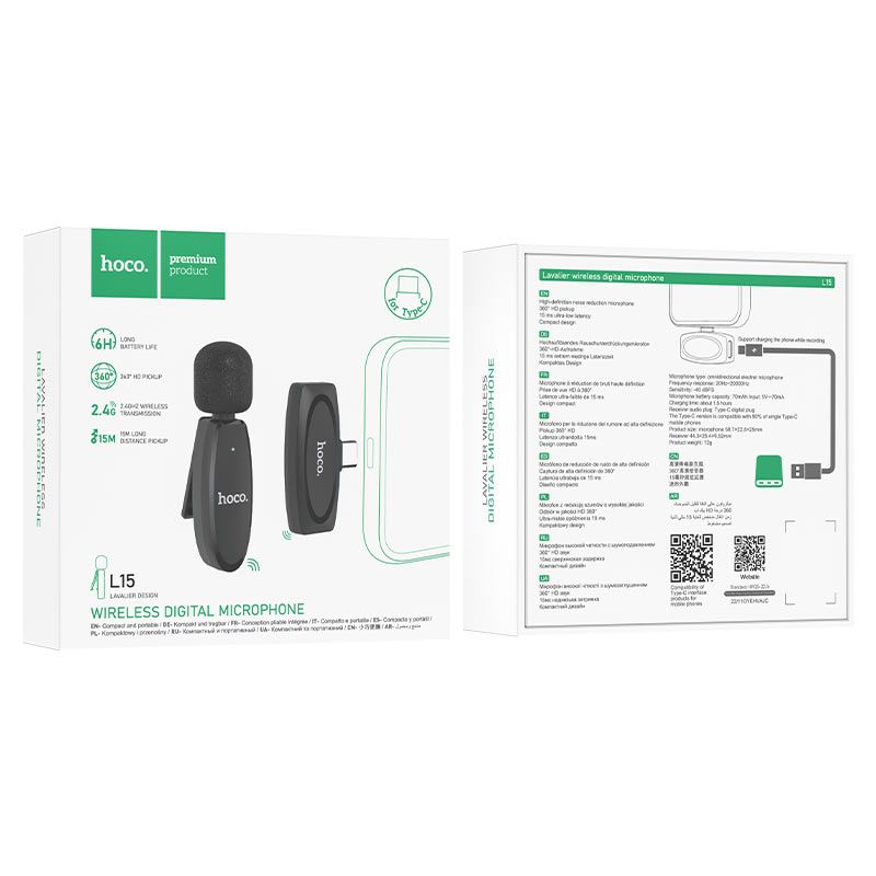 Hoco L15 Crystal Wireless microphone Black