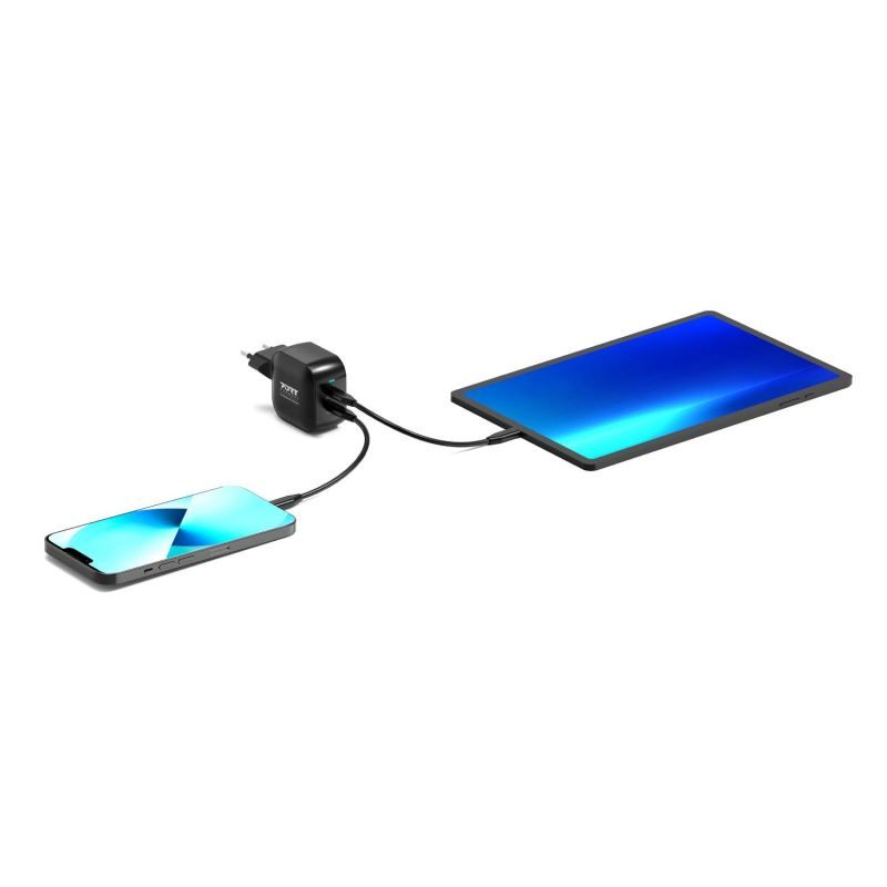 Port Designs GaN2 PD 35W Wall Charger with 2M USB-C cable Black