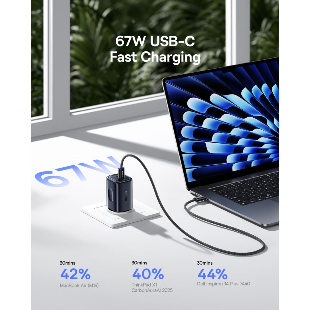 Baseus PicoGo AE11 Fast Charger 2C+U 67W EU Cosmic Black