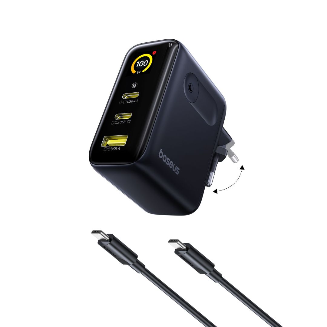 Baseus PicoGo AE21 Charger 2C+A 100W Black + Type-C 1.5m Black