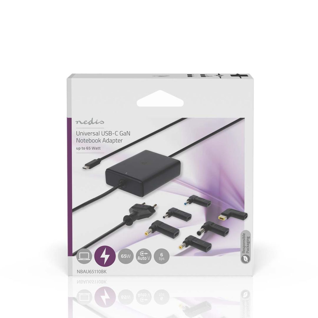 Nedis NBAU65110BK 20V/3,25A 65W Univerzális hálózati notebook töltő