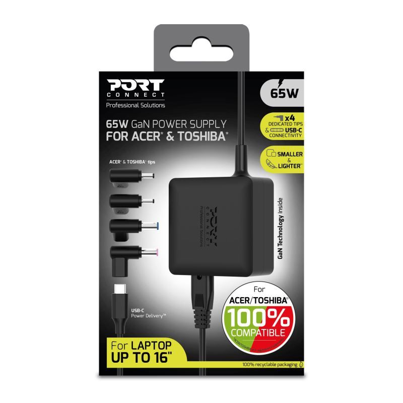 Port Designs 904065ACTOEU 5-20V / 3,25A 65W Acer/Toshiba hálózati notebook töltő