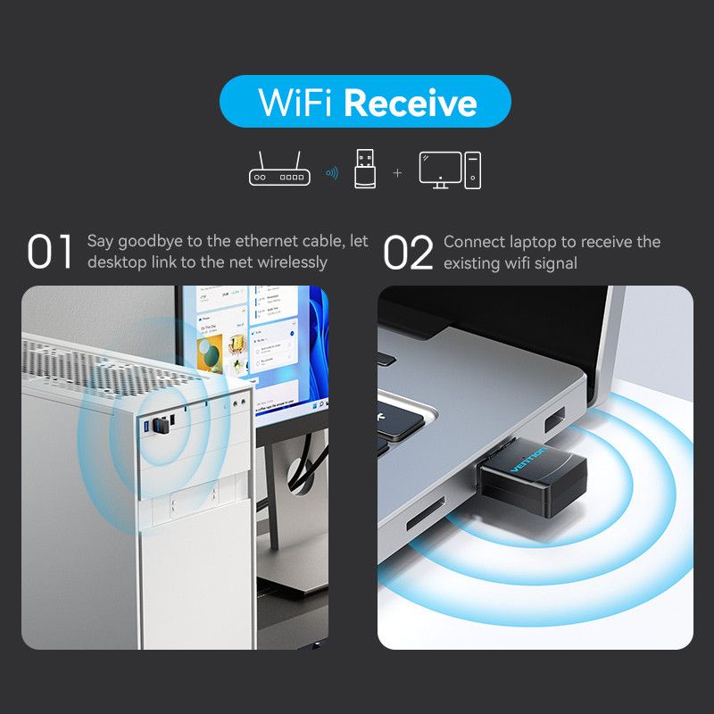 Vention KDSB0 Wi-Fi Dual Band Adapter Black