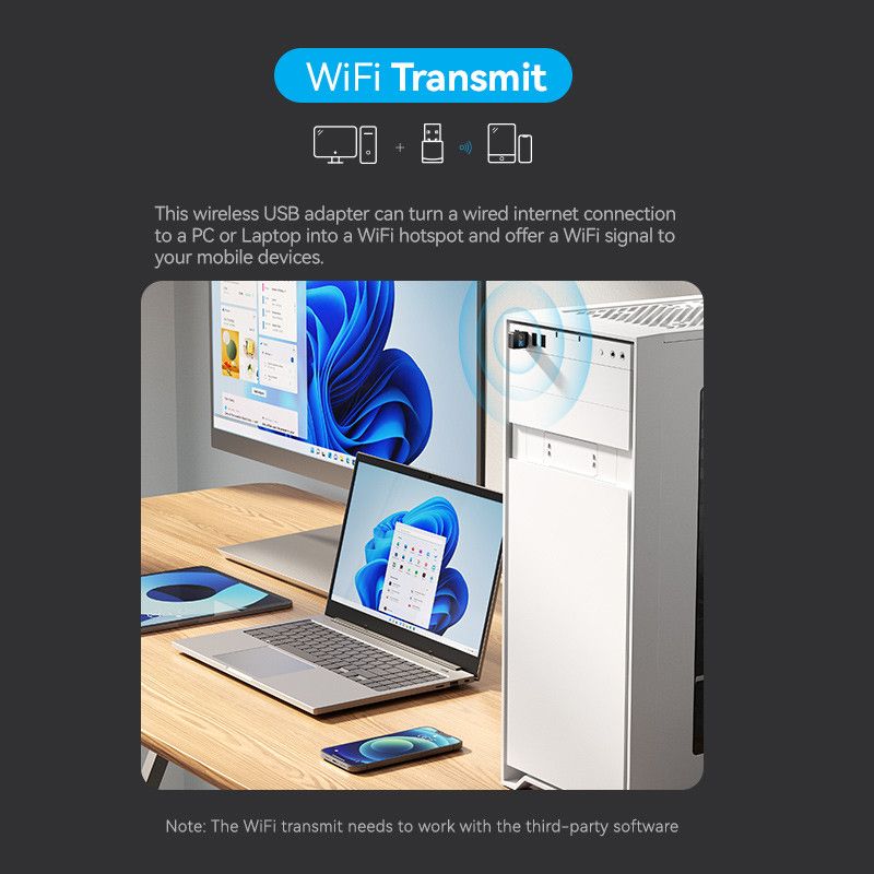 Vention KDSB0 Wi-Fi Dual Band Adapter Black