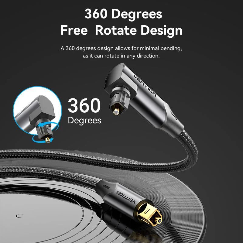 Vention Toslink optical audio cable braided 5m Black