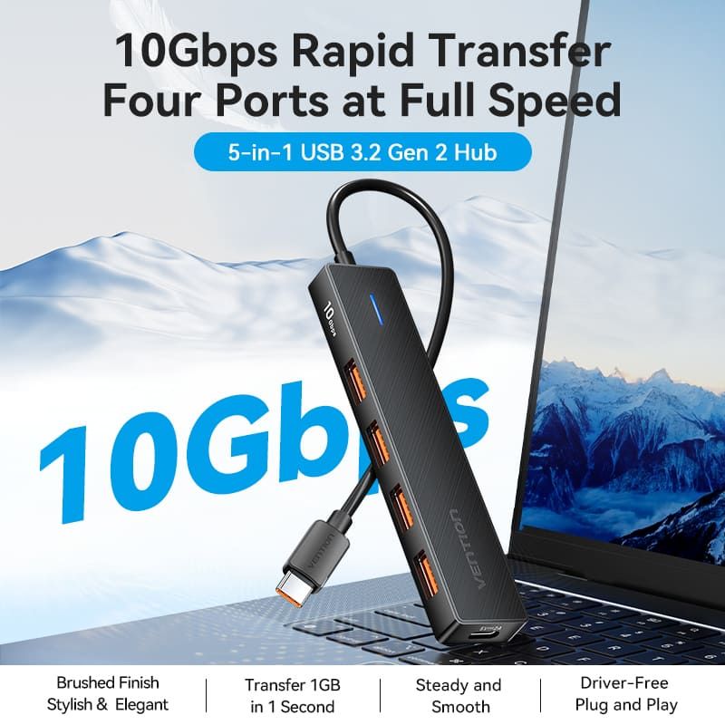 Vention 5-portos USB3.2 HUB Black