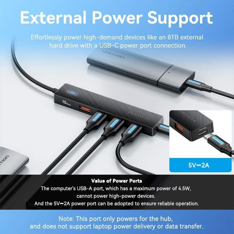 Vention 5-portos USB3.2 HUB Black