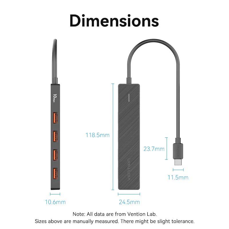 Vention 5-portos USB3.2 HUB Black