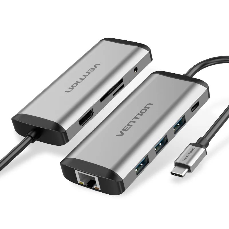 Vention 9-in-1 USB-C Docking Station Grey