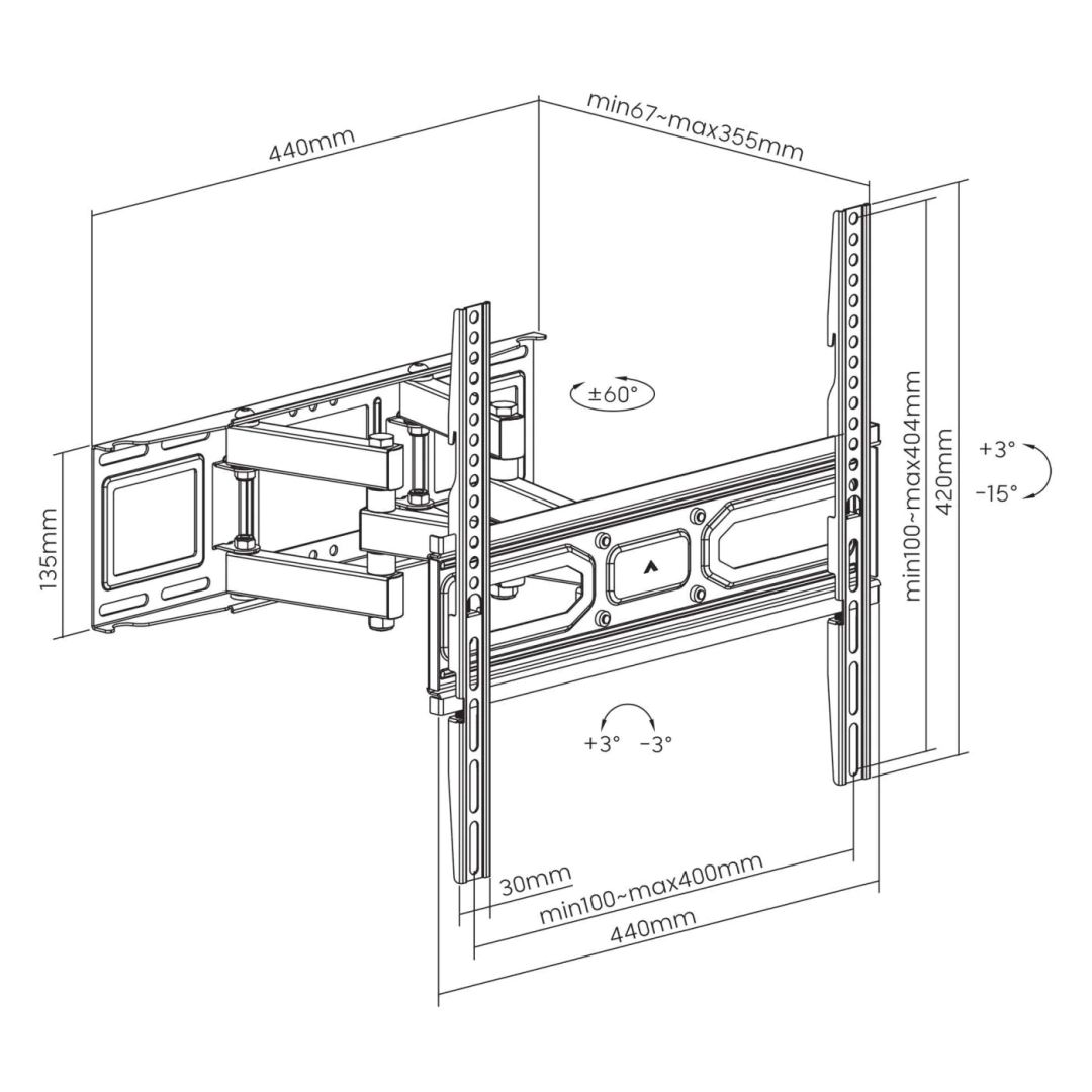 Manhattan Full-Motion TV Wall Mount with Post-Leveling Adjustment 32