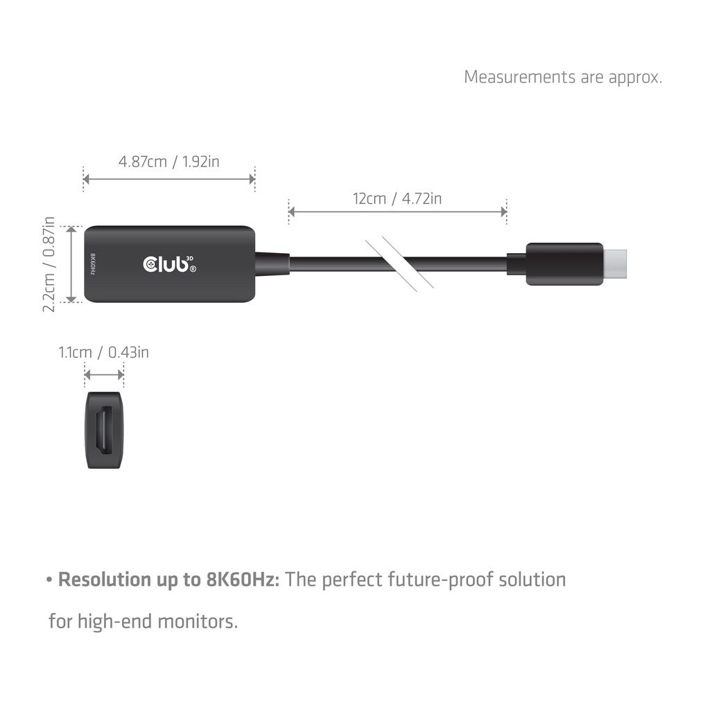 Club3D CAC-2505 USB-C to HDMI 2.1 Adapter 8K60Hz Black
