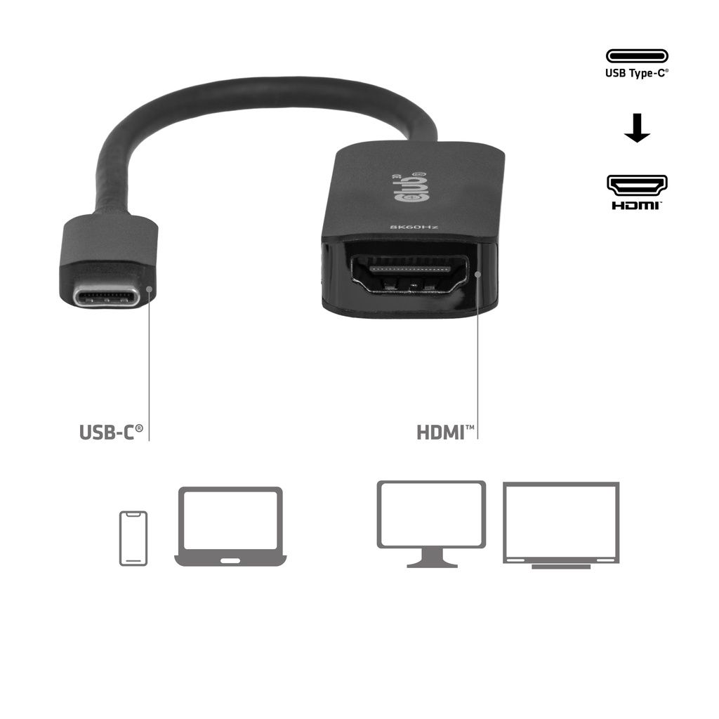 Club3D CAC-2505 USB-C to HDMI 2.1 Adapter 8K60Hz Black