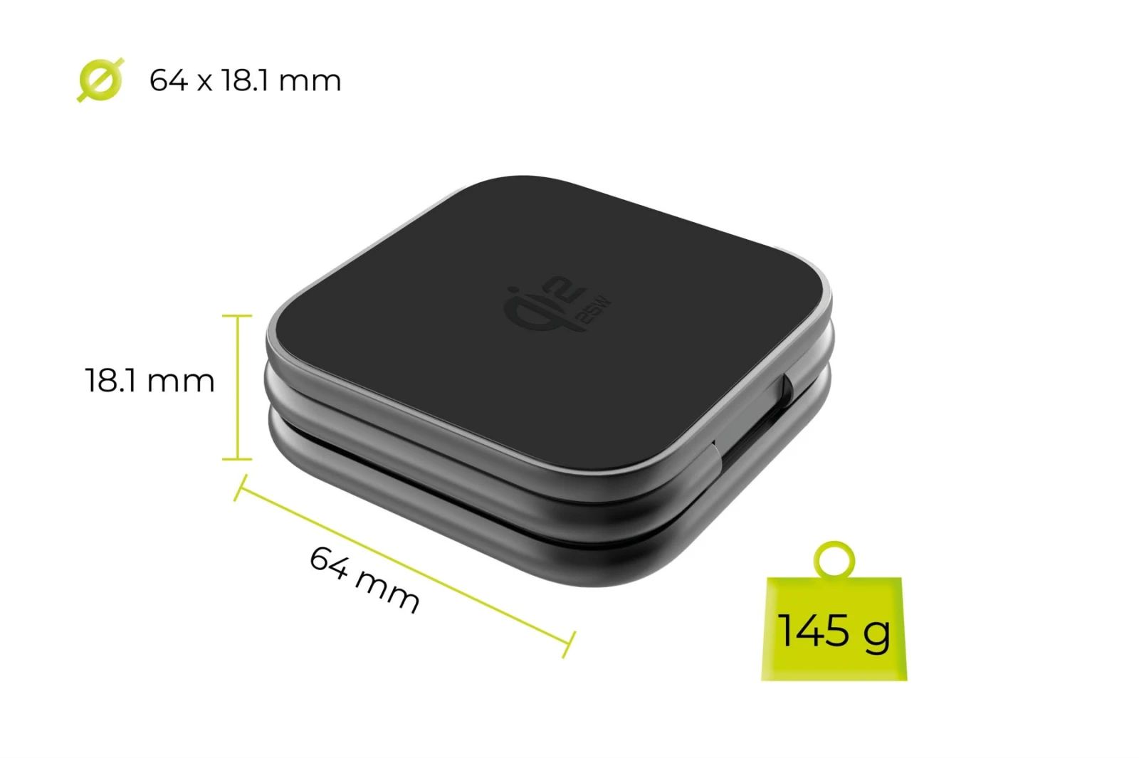 Mobile Origin PW36 3in1 Qi2 25W UltraSlim Foldable Charger Matte Black