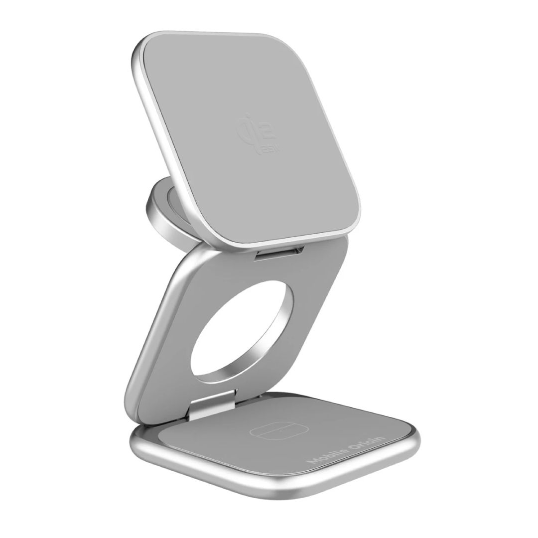 Mobile Origin PW36 3in1 Qi2 25W UltraSlim Foldable Charger Silver