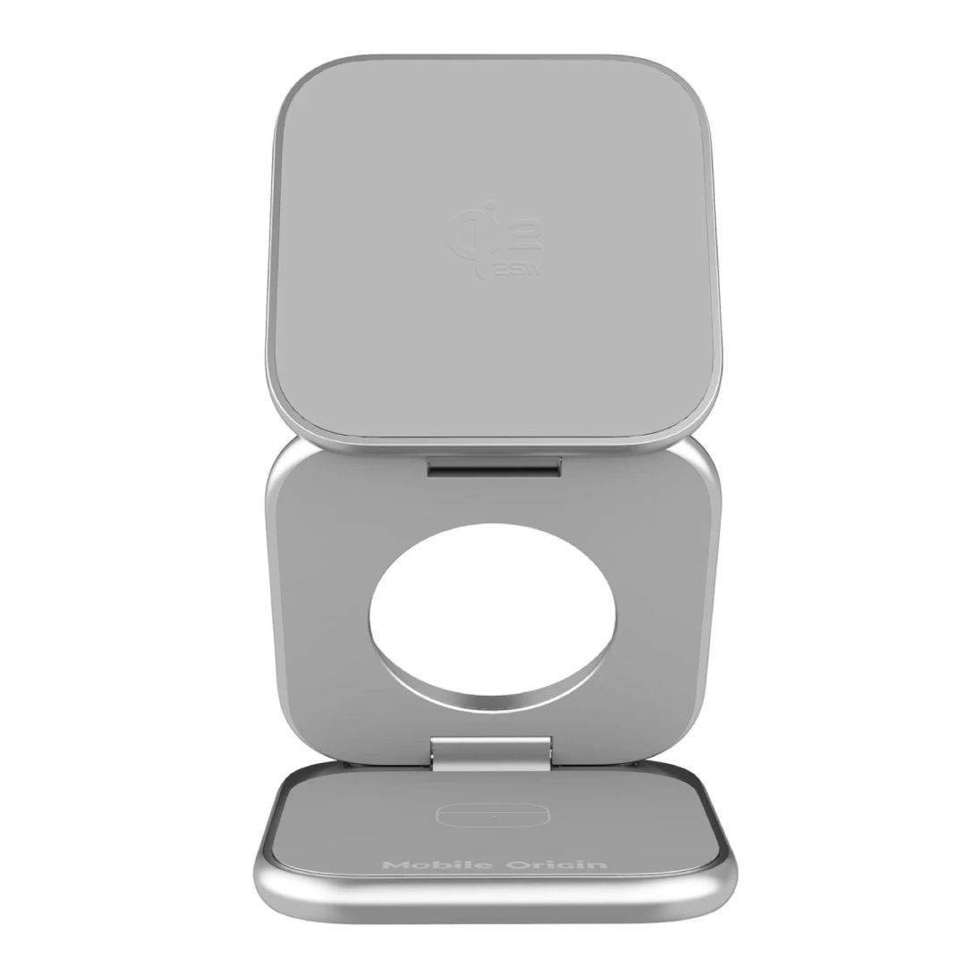 Mobile Origin PW36 3in1 Qi2 25W UltraSlim Foldable Charger Silver