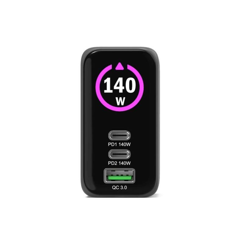 Port Designs GaN² wall charger 140W PD 3.1 OLED screen with 2M USB-C cable
