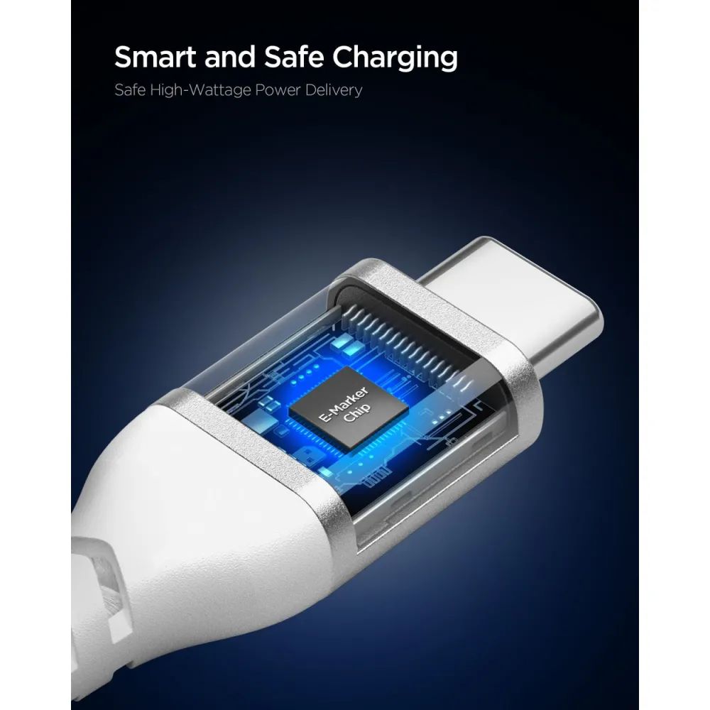 Spigen Essential USB-C to USB-C 100W Fabric Cable 1m White